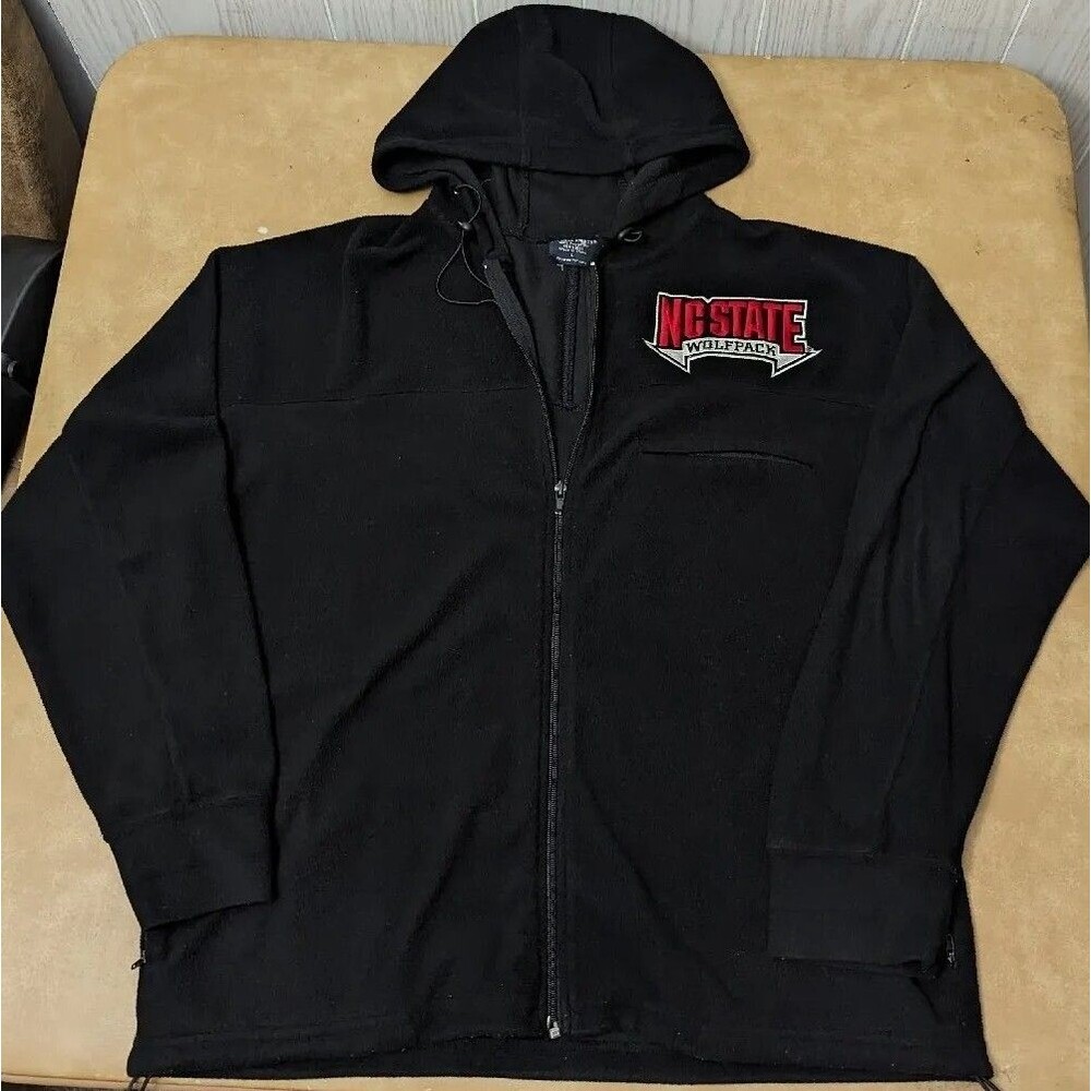 Vintage Y2K NC State Jacket Zip Fleece  Wolfpack Embroidered Big Ball Sports L